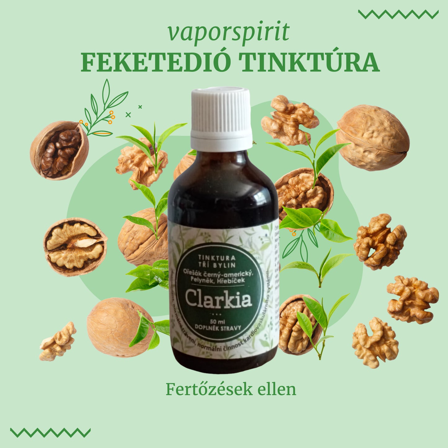 CLARKIA-Három gyógynövény Feketedió Tinktúra 2x50ml